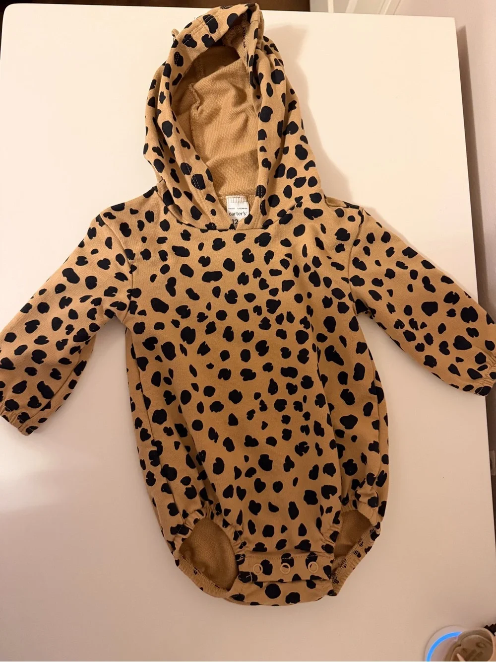 Baby Leopard Print Hooded Bodysuit